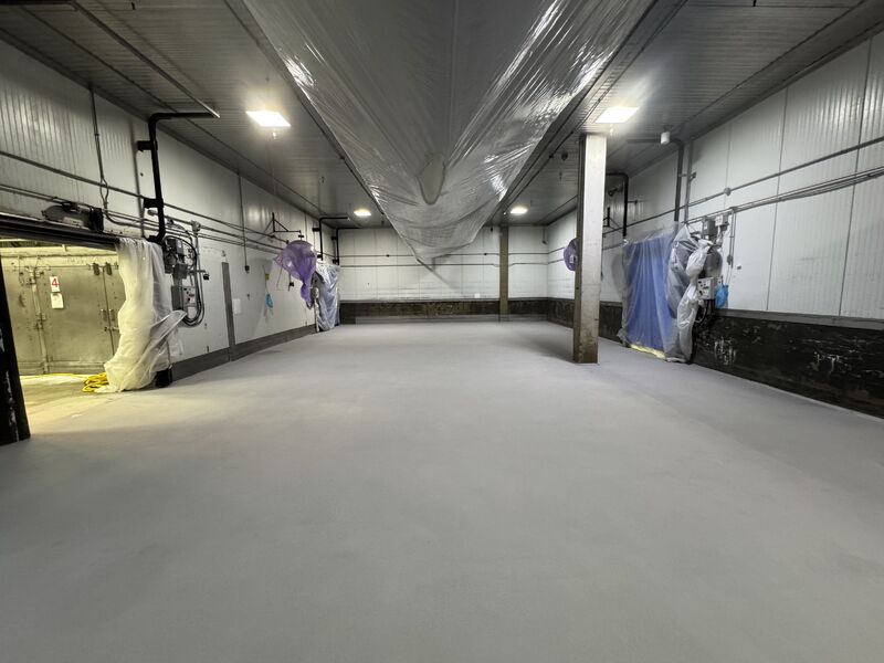 Finished SaniCrete STX floor in the second blast freezer and cooler