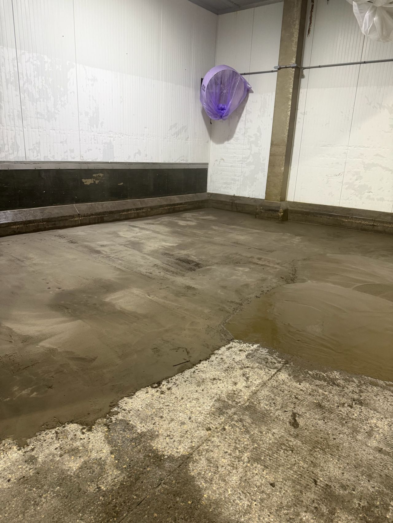 Deepfill and patching work along a blast freezer wall