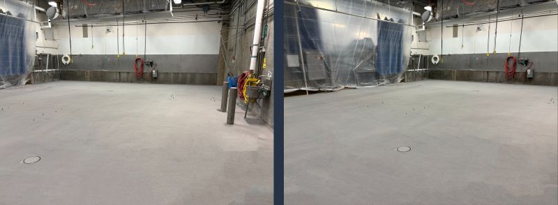 Finished SaniCrete STX food processing floor with SaniCrete VR cant cove