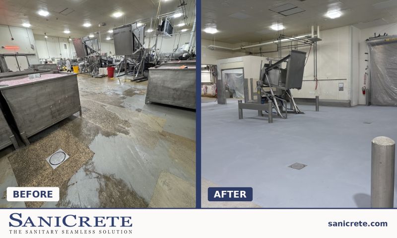Food processing floor before Memorial Day shutdown STX installation