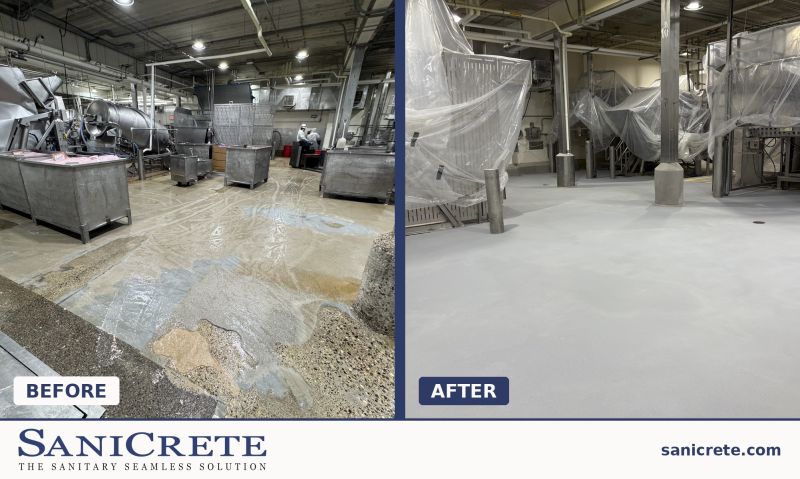 Finished SaniCrete STX floor after Memorial Day shutdown installation