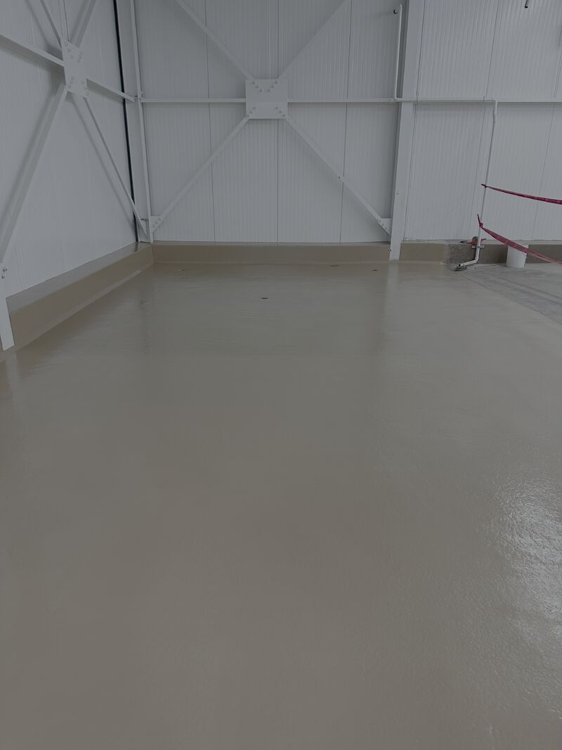 Completed SaniCrete STX floor with chemical resistant top coat in Ohio cheese facility chemical room