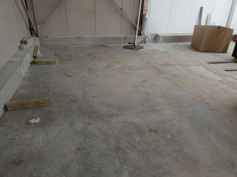 Chemical room floor before installation at Ohio cheese processing facility