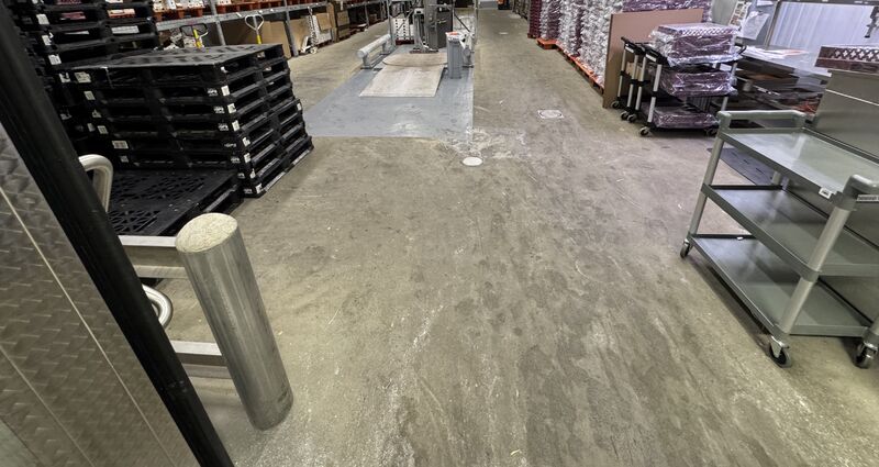 SaniCrete floor detail in a cheese processing room after years of use